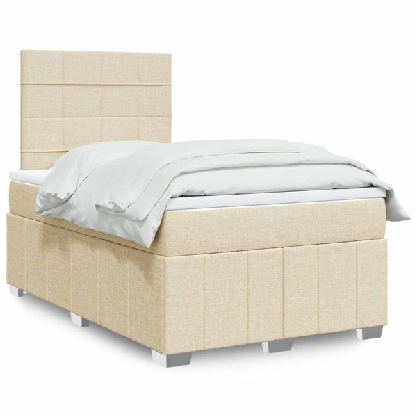 vidaXL Boxspring posteľ s matracom krémový 120x200 cm látka