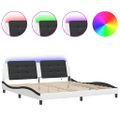vidaXL Rám postele s LED bez matraca Zadar biely a čierny 200x200 cm