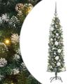 vidaXL Umelý chudý vianočný strom Zelená a biela 120 cm