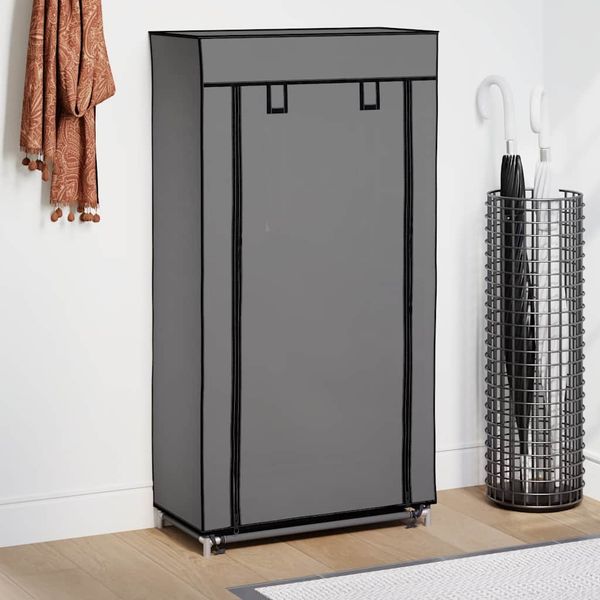 vidaXL Regál na topánky s látkovým krytom, sivý 58x28x106 cm