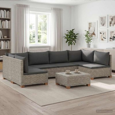 vidaXL 7 ks Ratanová lounge súprava s vankúšmi GENDT Prírodný ratan