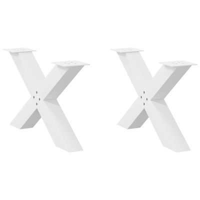 vidaXL Nohy konferenčného stolíka v tvare X, 2 ks, biele, 70 x (42-43) cm, oceľové