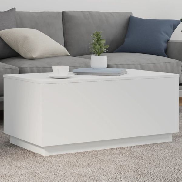 Konferenčný stolík vidaXL s LED svetlami biely 90x50x40 cm