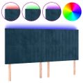 vidaXL Čelo postele s LED tmavomodré 180x5x118/128 cm zamat