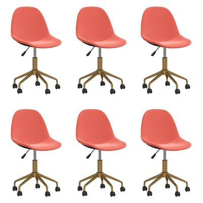 3086110 vidaXL Swivel Dining Chairs 6 pcs Pink Velvet(3x333500)