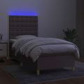 vidaXL Posteľ boxsping s matracom a LED sivohnedá 100x200 cm látka