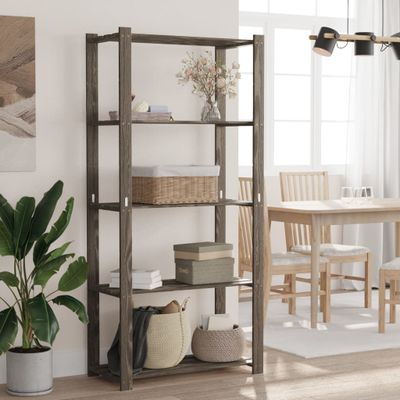 vidaXL Úložný regál 5 poschodí sivý 80x38x170 cm borovicový masív