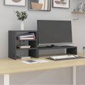 vidaXL Stojan na monitor sivý 81x20x30 cm masívna borovica