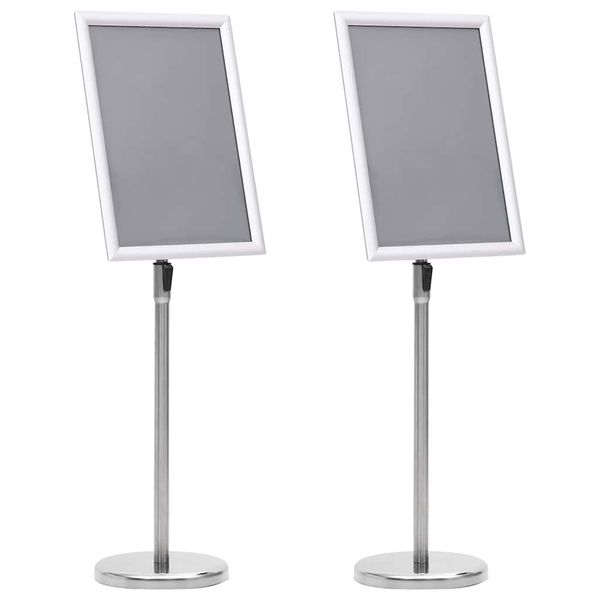 vidaXL Stojany na plagáty 2 pcs Strieborná 45 x 32,7 x 108 cm Hliník