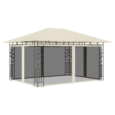 vidaXL Altánok so sieťou proti komárom krémový 4x3x2,73 m 180 g/㎡
