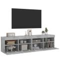 vidaXL TV nástenné skrinky s LED svetlami 2 ks betón. sivé 80x30x40 cm