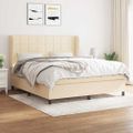 vidaXL Posteľný rám boxspring s matracom krémový 180x200 cm látka