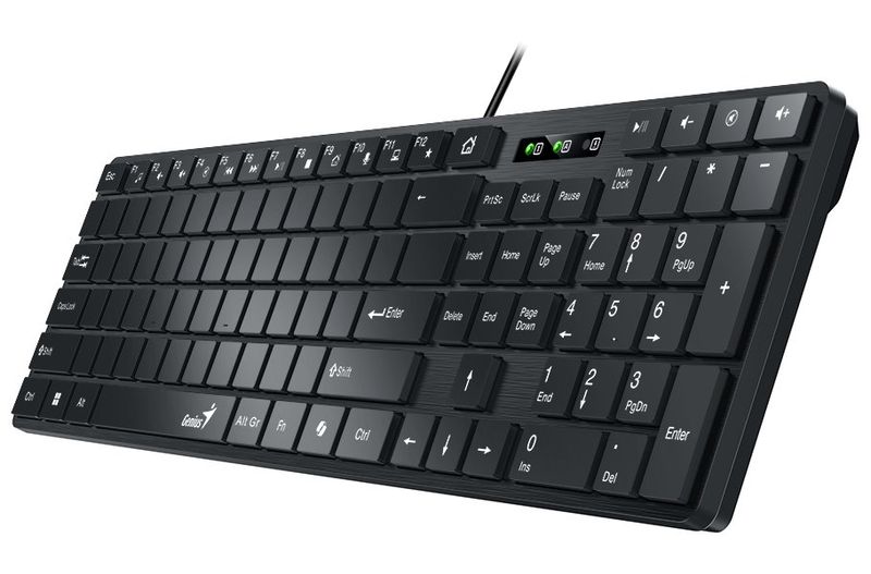 GENIUS Slimstar K500 Education/ pro výuku psaní na stroji/ Drátová/ Copilot/ USB/ černá/ layout bez písmen GENIUS Slimstar K500 Education/ Drátová/ Copilot/ USB/ cerná