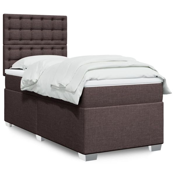 vidaXL Boxspring posteľ s matracom tmavohnedá 90x190 cm látka