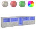 vidaXL Komoda s LED svetlami betónovo sivá 283x37x67 cm