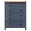 vidaXL Komoda Hill s 5 zásuvkami, sivá 79x40x96,5 cm, borovicový masív
