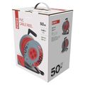 Predlžovací kábel EMOS P194504 na bubne 50m / 4 zás. / s vypínačom / červený / PVC / 230V / 1,5 mm2