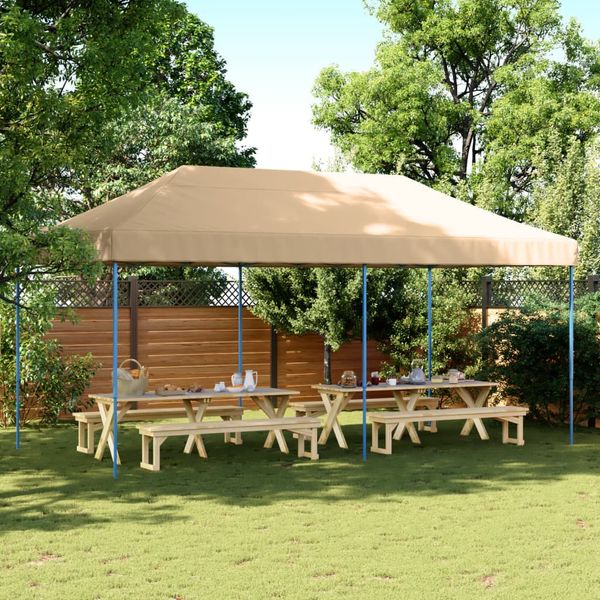 vidaXL Skladací pop-up párty stan béžový 580x292x315 cm
