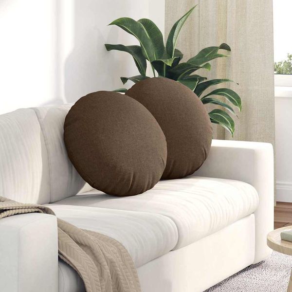vidaXL Vankúše na sedenie 2 pcs Hnedá Ø50 x 19 cm látka