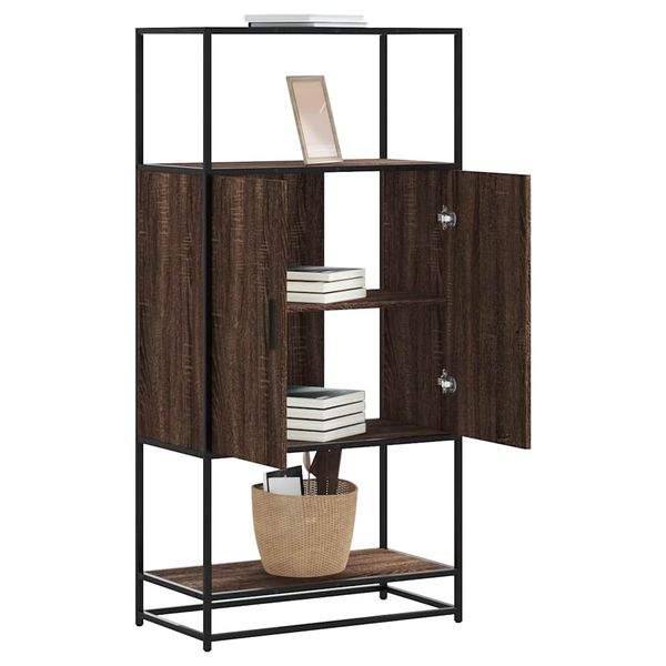 vidaXL Vysoká skrinka hnedý dub 68x35x139 cm kompozitné drevo+kov