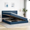 vidaXL Postel s úložným prostorem a matrací Modrá 200 x 200 cm látka