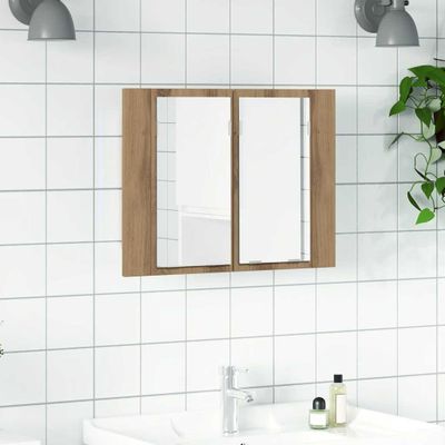 vidaXL LED zrkadlová skrinka dub artisan 60x12x45 cm kompozitné drevo