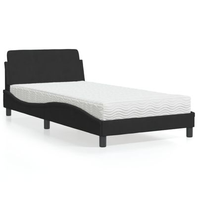 vidaXL Posteľ s matracom Dover čierny 100x200 cm zamat
