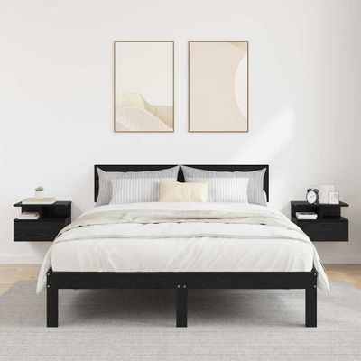 vidaXL Vzdušný nočný stolík Nástenný 2 pcs Čierny dub 40 x 31 x 28 cm