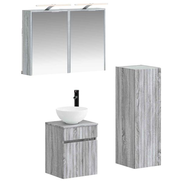 vidaXL Sada kúpeľňového nábytku 4 pcs Sivý Sonoma