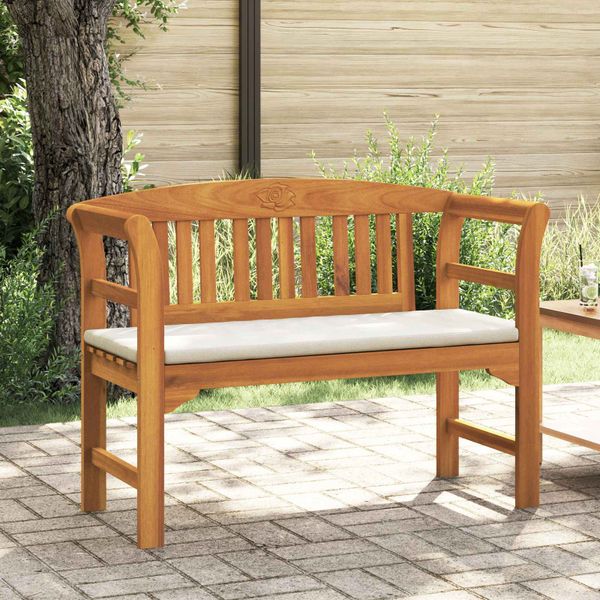 vidaXL Ružová lavička s vankúšom Krémová biela 114 x 46 x 82,5 cm