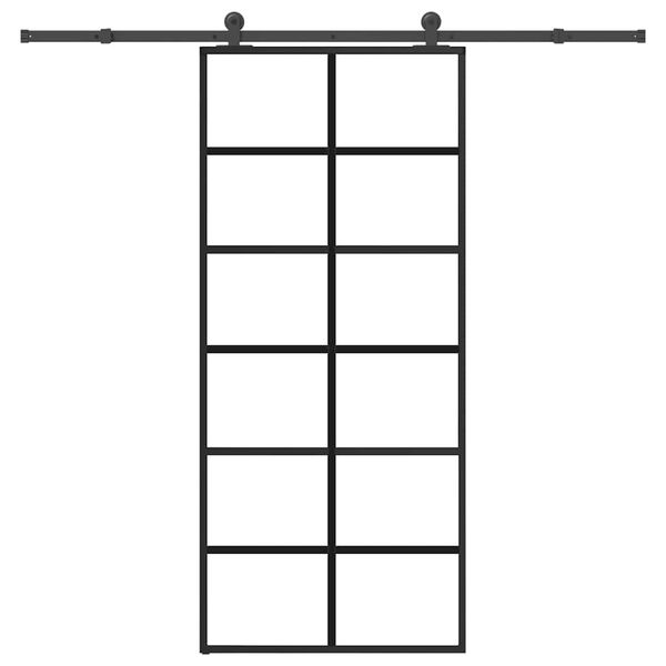 vidaXL Posuvné dvere s kovaním ESG sklo a hliník 90x205 cm