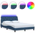 vidaXL Rám postele s LED bez matraca Modrá 140x190 cm Látka