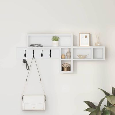 vidaXL Vešiak na stenu Biela 100 x 12 x 43,5 cm Kompozitné drevo