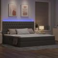 vidaXL LED úložná posteľ s matracom Sivohnedá 200 x 200 cm Látka