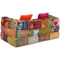 vidaXL 2-miestna modulárna taburetka, patchwork, látka
