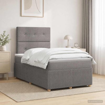vidaXL LED boxspring posteľ s matracom Sivohnedá 120 x 200 cm Látka