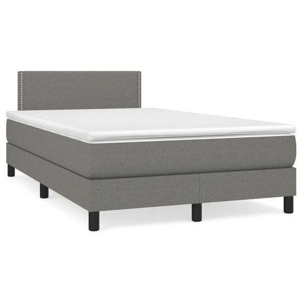 vidaXL Boxspring posteľ s matracom a LED, tmavosivá 120x190 cm, látka