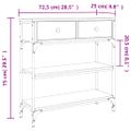 vidaXL Konzolový stolík čierny 72,5x25x75 cm kompozitné drevo
