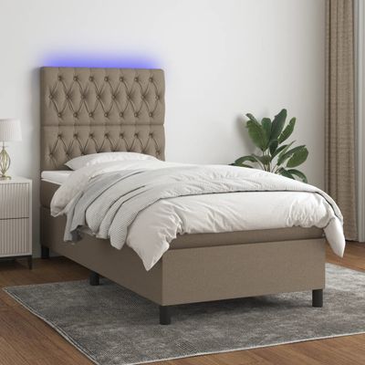 vidaXL Posteľ boxsping s matracom a LED sivohnedá 80x200 cm látka