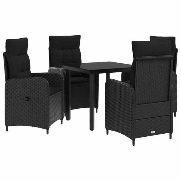 vidaXL Súprava stolíkov k pohovke s vankúšom s vankúšom 5 pcs Čierna