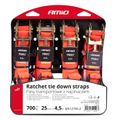 Upínacie pásy s račňou 700 kg 25 mm 4,5 m 4 ks BELT-03