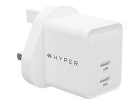 Sieťový adaptér - GaN - 35 watt - QC 3.0, Power Delivery 3.0 + PPS - 2 výstupné konektory (USB-C) - biela - Veľká Británia