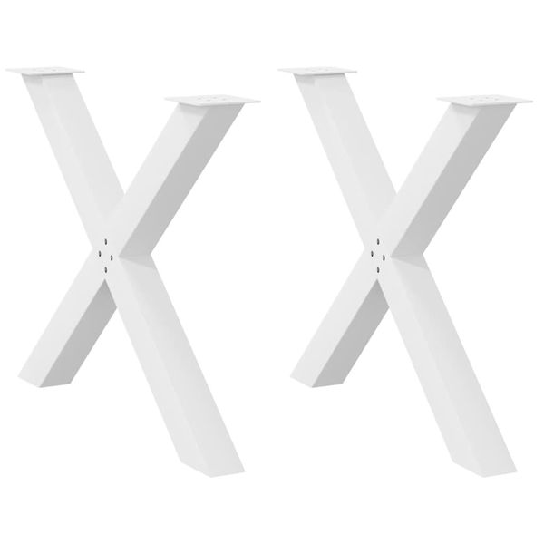 vidaXL Nohy k jedálenskému stolu v tvare X, 2 ks, biele, 90 x (72-73) cm, oceľové