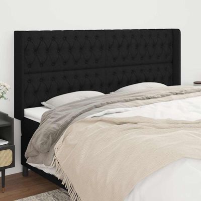 vidaXL Čelo postele so záhybmi čierne 203x16x118/128 cm látka