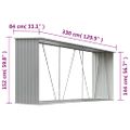 vidaXL Záhradná kôlňa na drevo galvanizovaná oceľ 330x84x152 cm sivá