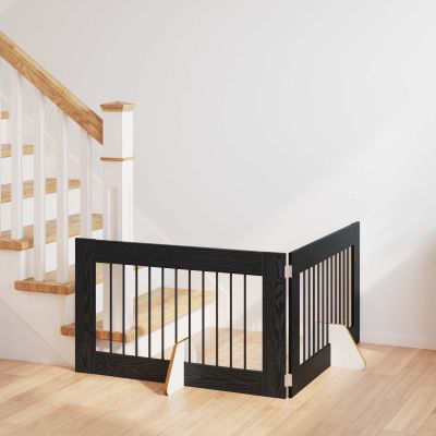 vidaXL Brána pre psov so stojanmi 2 pcs Čierny dub 100 x 60 cm