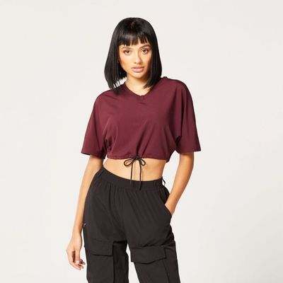 Dámske tričko Code Crop V Neck Red - SQUATWOLF, veľkosť L