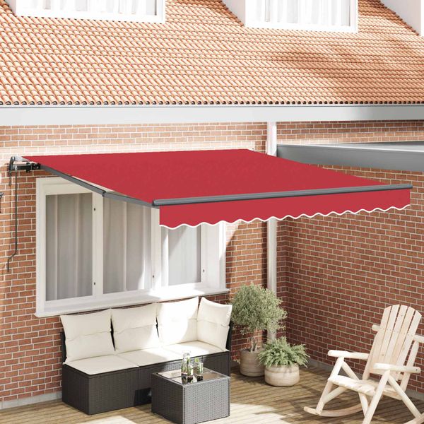 vidaXL Sklopná markíza Červená 350 x 250 cm Tkanina a hliník