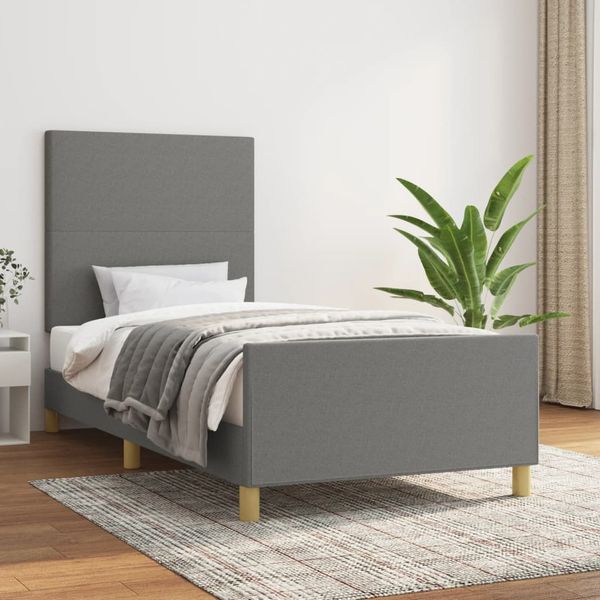 vidaXL Posteľ bez matraca tmavosivá 90x190 cm látka