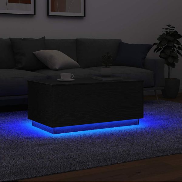 vidaXL Konferenčný stolík s LED svetlami, čierny dub 90x49x40 cm